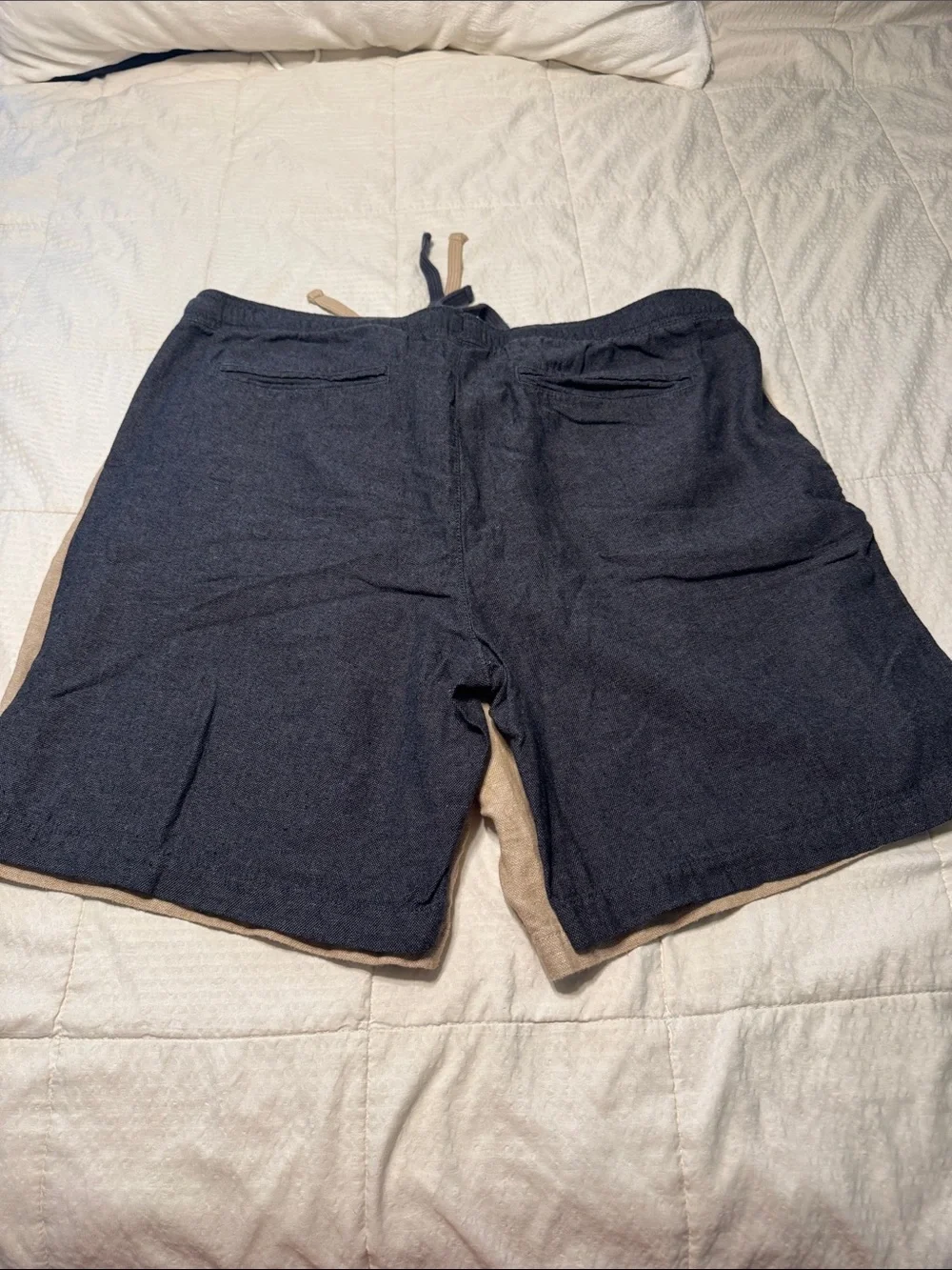 Banana Republic Men's Knit Drawstring Shorts - Navy and Tan. Two pair.